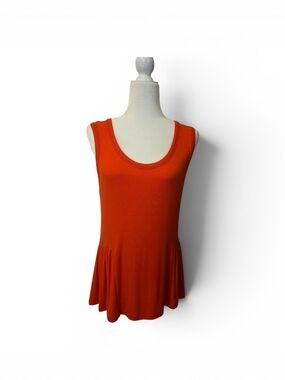 CAbi Sleeveless Scoop Neck Flared Hem Tank - Orange